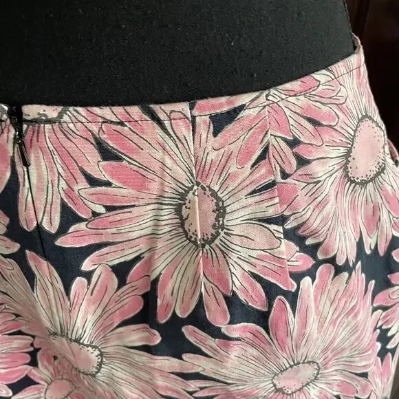 Talbots Vintage Floral Pencil Denim Skirt Womens Sz 10 Stretch Cotton Pink - Picture 8 of 8